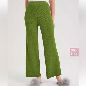 Nap lounge wear Cashmere Rib-Knit Leisure Bottoms. Size M Color : Emerald Green